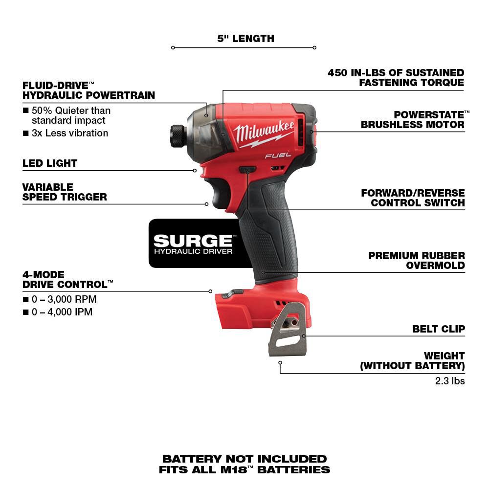 M18 FUEL SURGE 1/4 in. Hex Hydraulic Driver (Bare Tool) 2760-20