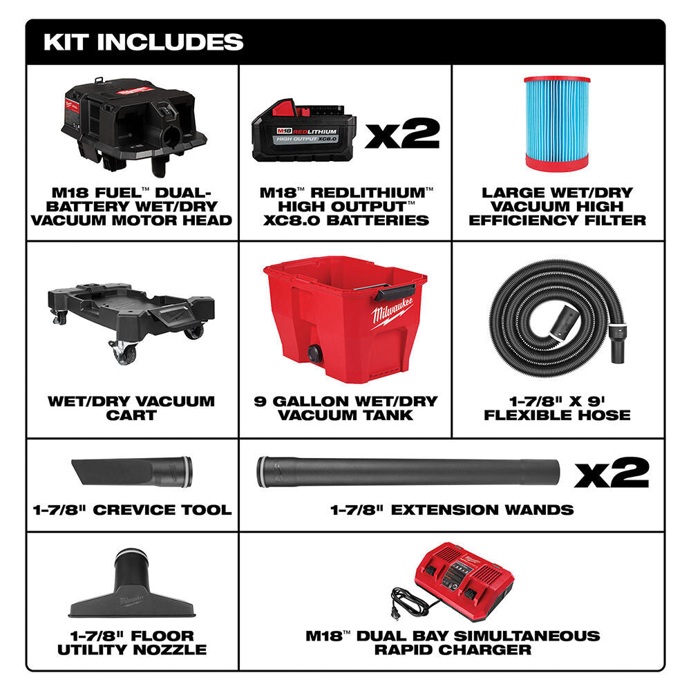 M18 FUEL Vacuum Kit 9 Gallon 36V Wet/Dry 0920-22HD