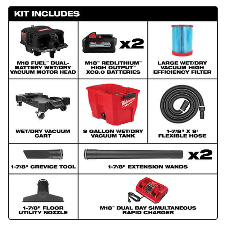 M18 FUEL Vacuum Kit 9 Gallon 36V Wet/Dry 0920-22HD