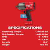 M18 FUEL with ONE-KEY High Torque Impact Wrench 1/2 in Friction Ring (Bare Tool) 2863-20