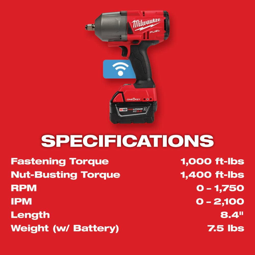 M18 FUEL with ONE-KEY High Torque Impact Wrench 1/2inch Friction Ring Kit 2863-22R