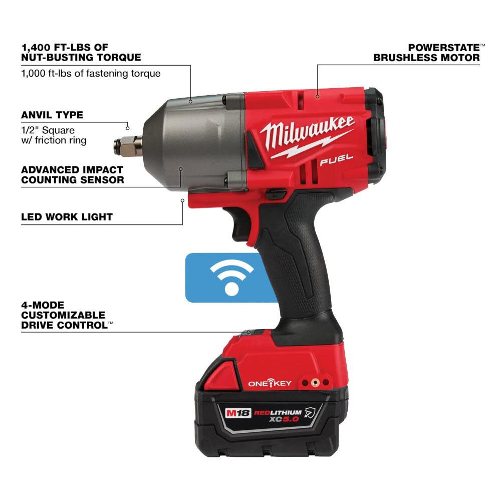 M18 FUEL with ONE-KEY High Torque Impact Wrench 1/2inch Friction Ring Kit 2863-22R