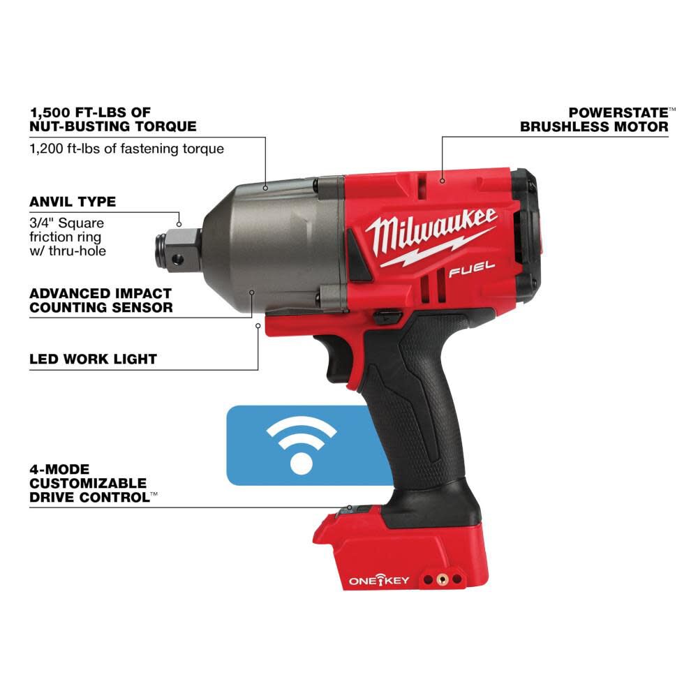 M18 FUEL with ONE-KEY High Torque Impact Wrench 3/4 in. Friction Ring (Bare Tool) 2864-20