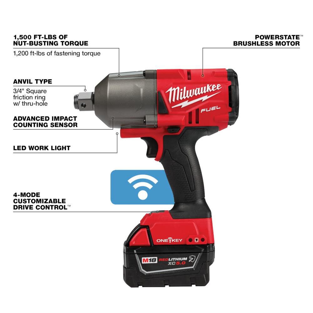 M18 FUEL with ONE-KEY High Torque Impact Wrench 3/4inch Friction Ring Kit 2864-22R