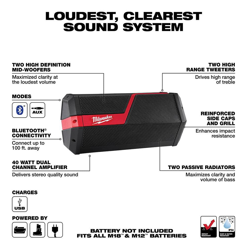 M18/M12 Wireless Jobsite Speaker (Bare Tool) 2891-20