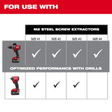 M2 Steel Screw Extractor Set 4pc 49-57-9001