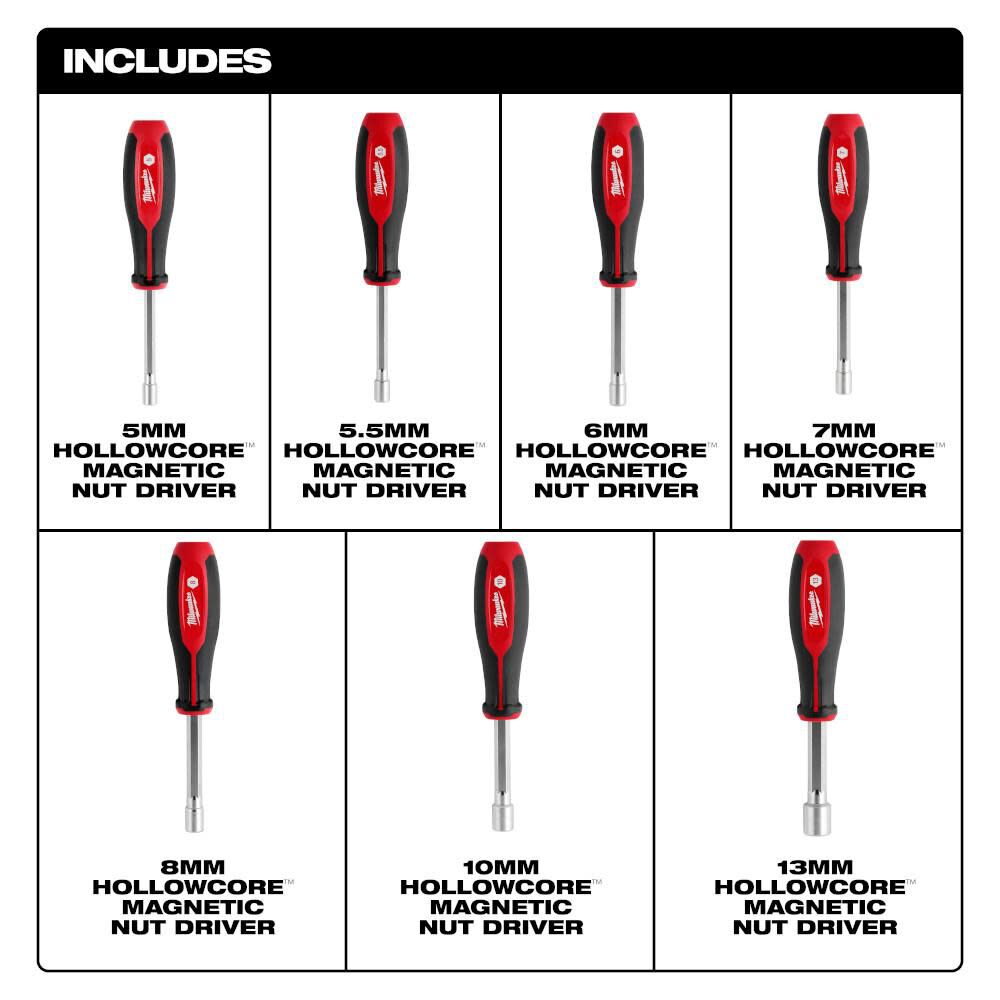 Metric HollowCore Magnetic Nut Driver Set 7pc 48-22-2548