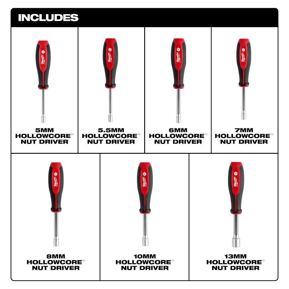 Metric HollowCore Nut Driver Set 7pc 48-22-2448