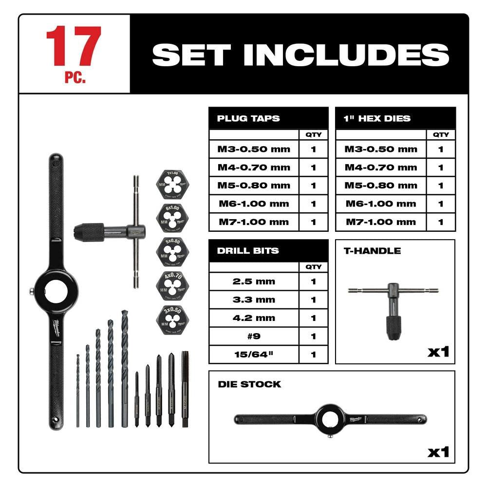 Metric Tap and Die 17pc Set 49-22-5601