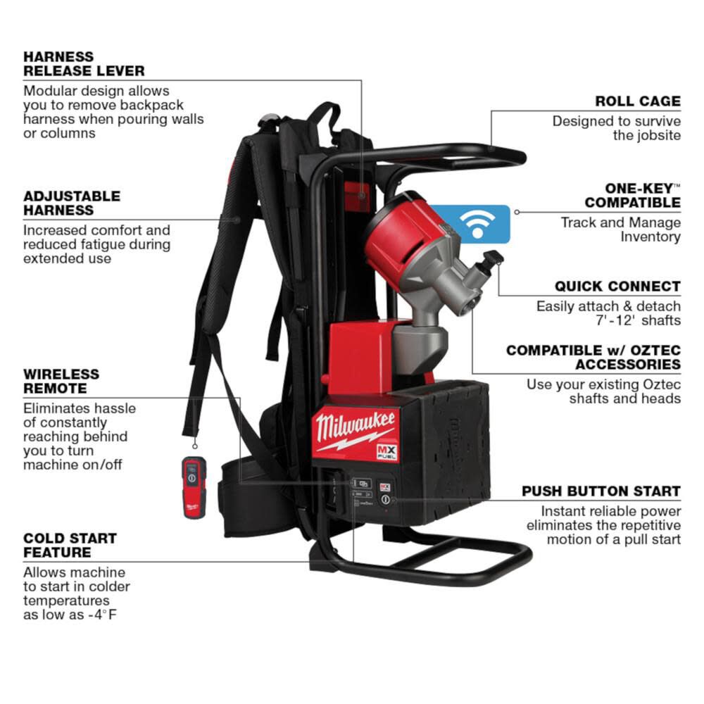 MX FUEL Backpack Concrete Vibrator Kit MXF371-2XC