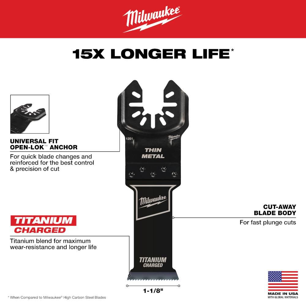 OPEN-LOK 1-1/8inch TITANIUM ENHANCED BI-METAL METAL BLADES 3PK 49-25-1253