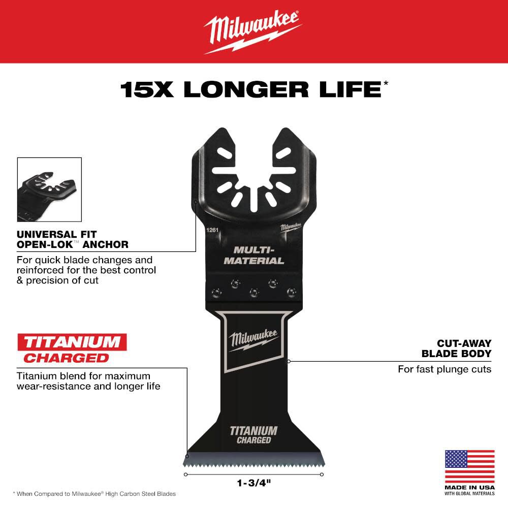 OPEN-LOK 1-3/4 Inch TITANIUM CHARGED Bi-Metal Multi-Material Multi-Tool Blades 25pk 49-25-1268