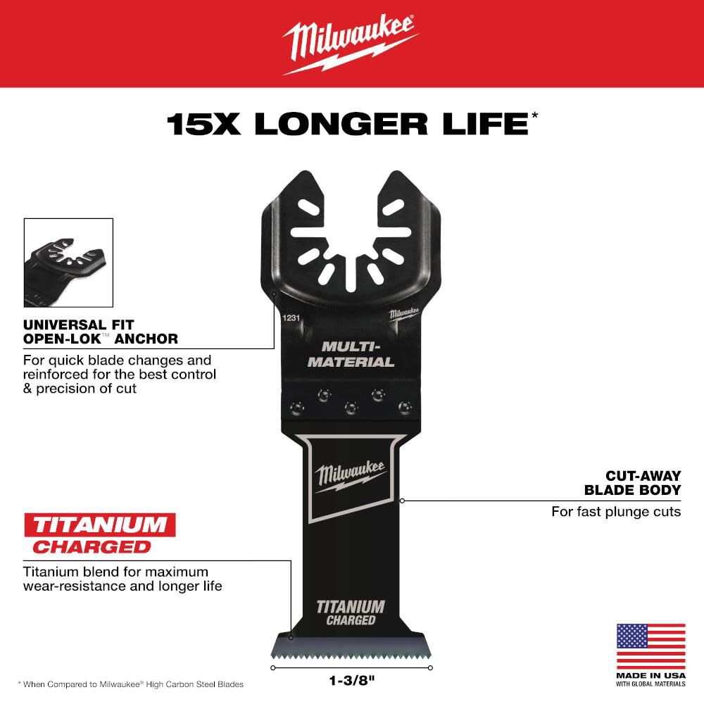 OPEN-LOK 1-3/8 Inch TITANIUM CHARGED Bi-Metal Multi-Material Multi-Tool Blades 25pk 49-25-1238