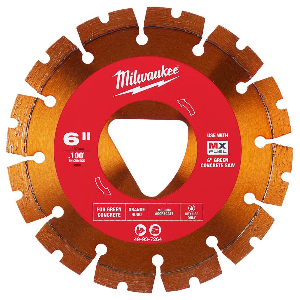 Orange 6 inx .100 in Diamond Blade for Green Concrete 49-93-7264