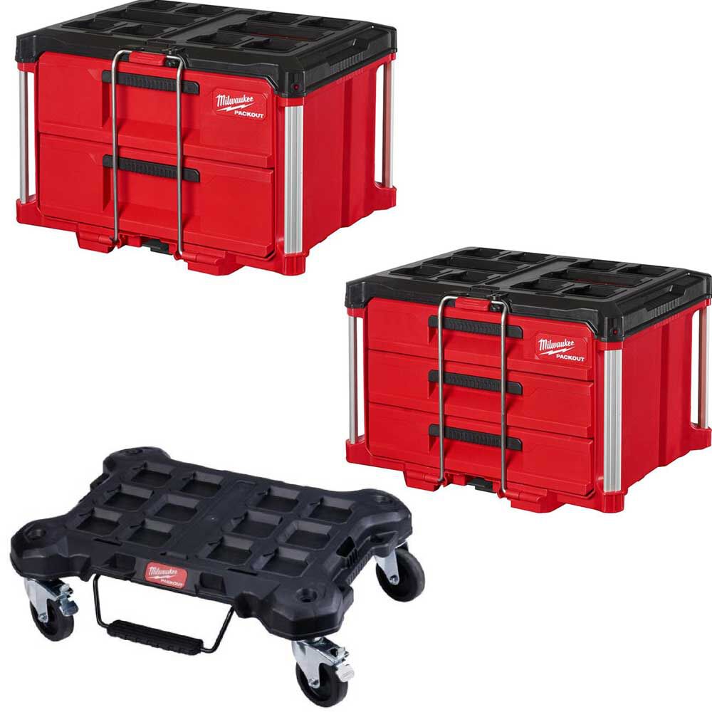 PACKOUT Drawers Tool Box Dolly Bundle 48-22-8442-8443D