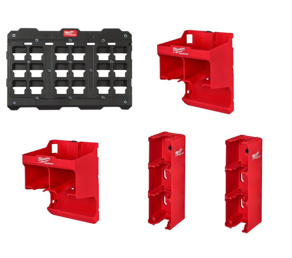 PACKOUT Large Wall Plate with Tool Stations & M18 Battery Racks Bundle 48-22-8487-8343X2M18