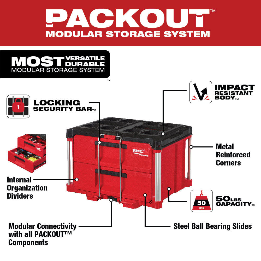 PACKOUT XL Tool Box 2 Drawer Tool Box Dolly Bundle 48-22-8429-8442-8410