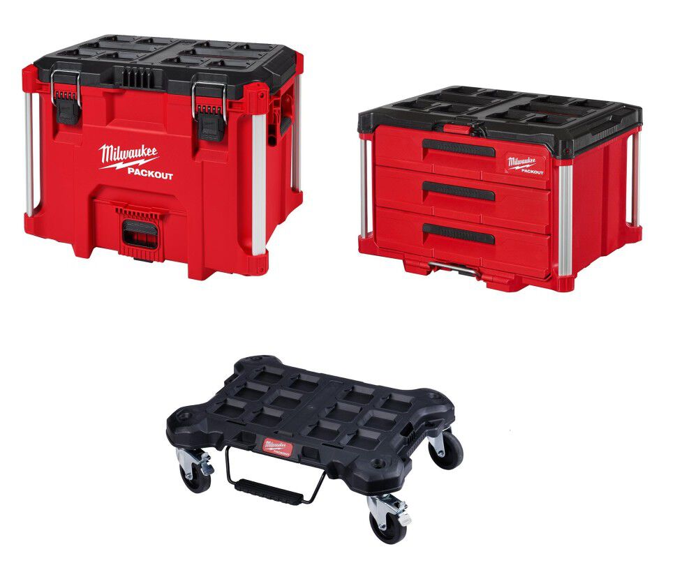 PACKOUT XL Tool Box and 3 Drawer Tool Box with Dolly 48-22-8429-8443-8410