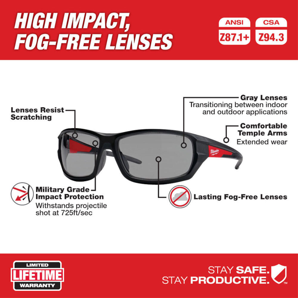 Performance Safety Glasses - Gray Fog-Free Lenses 48-73-2125