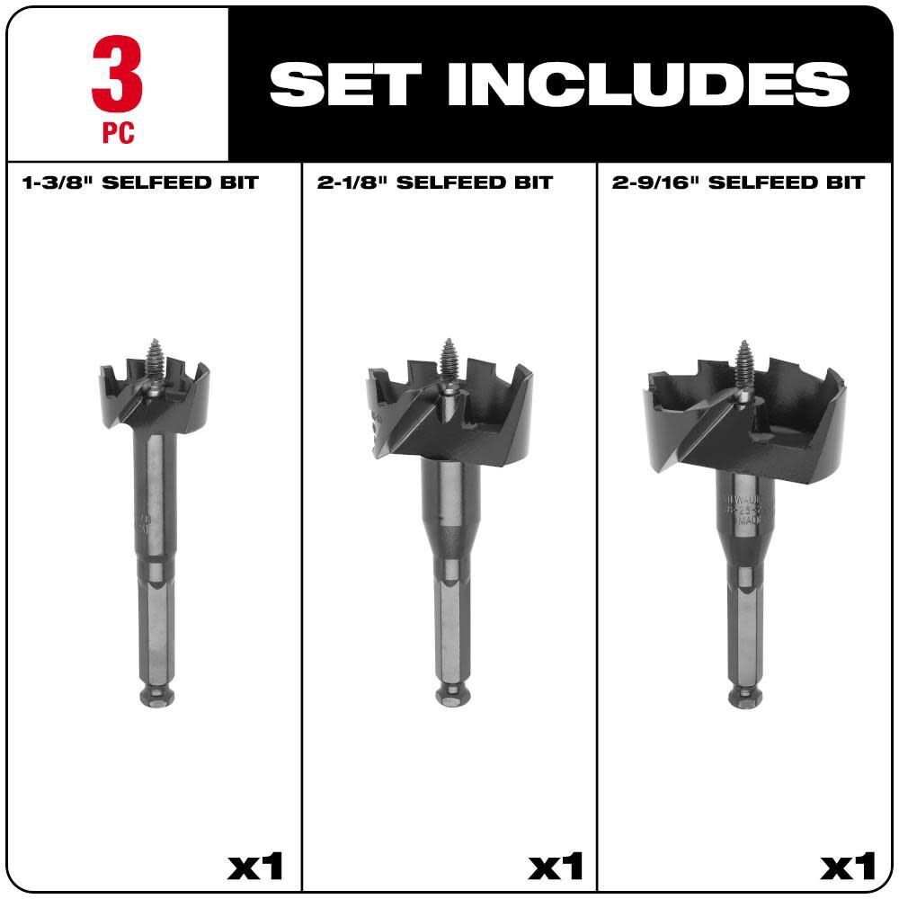 Plumber's Selfeed Bit Kit 3PK 49-22-0030