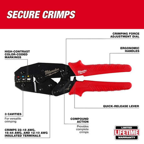 Ratcheting Insulated Terminals Crimper 48-22-3084