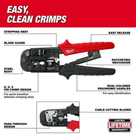 Ratcheting Pass-Through Crimper & Stripper 48-22-3074