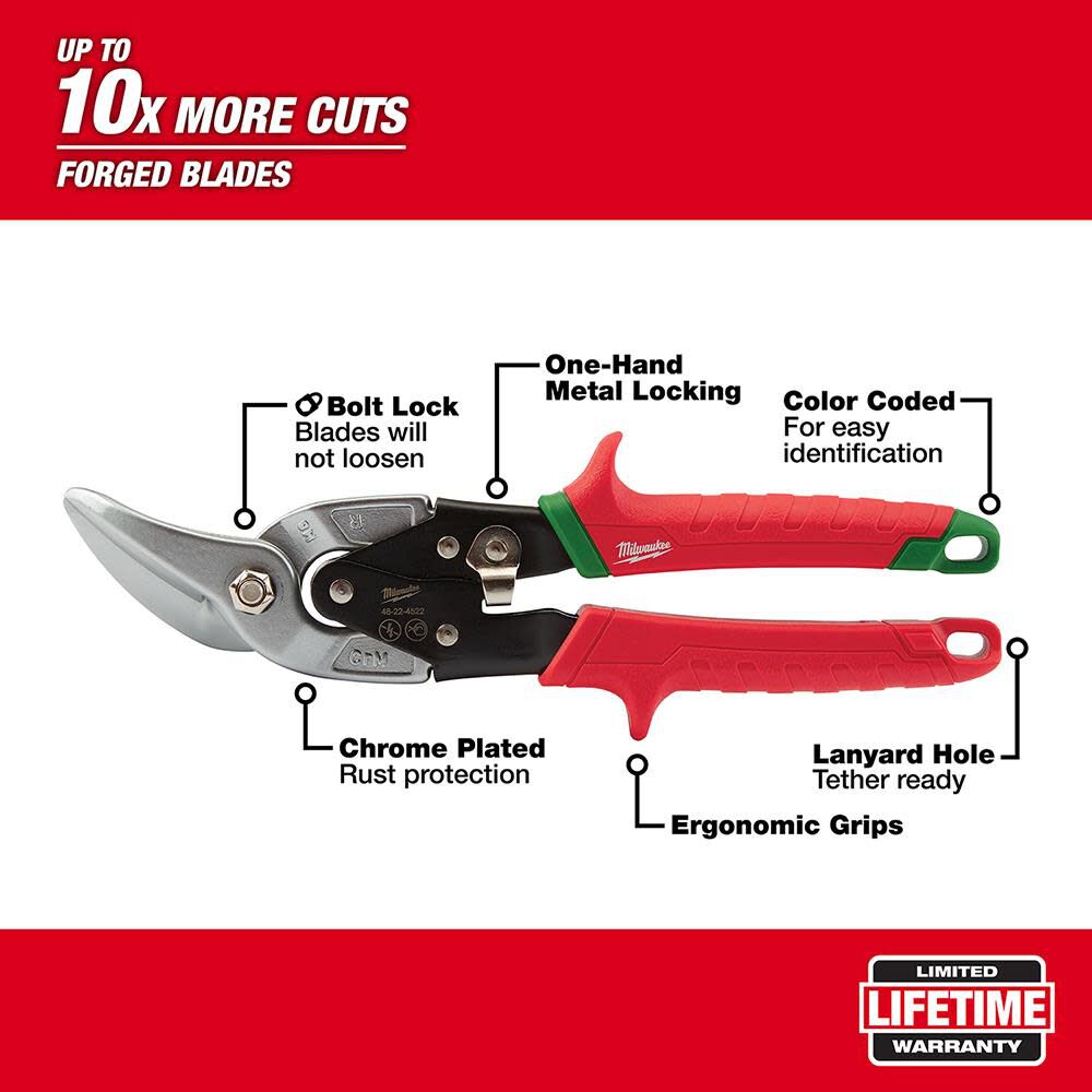 Right Cutting Offset Aviation Snips 48-22-4522