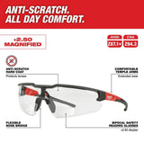 Safety Glasses - +2.50 Magnified Clear Anti-Scratch Lenses 48-73-2206