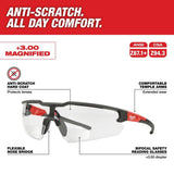 Safety Glasses - +3.00 Magnified Clear Anti-Scratch Lenses 48-73-2208