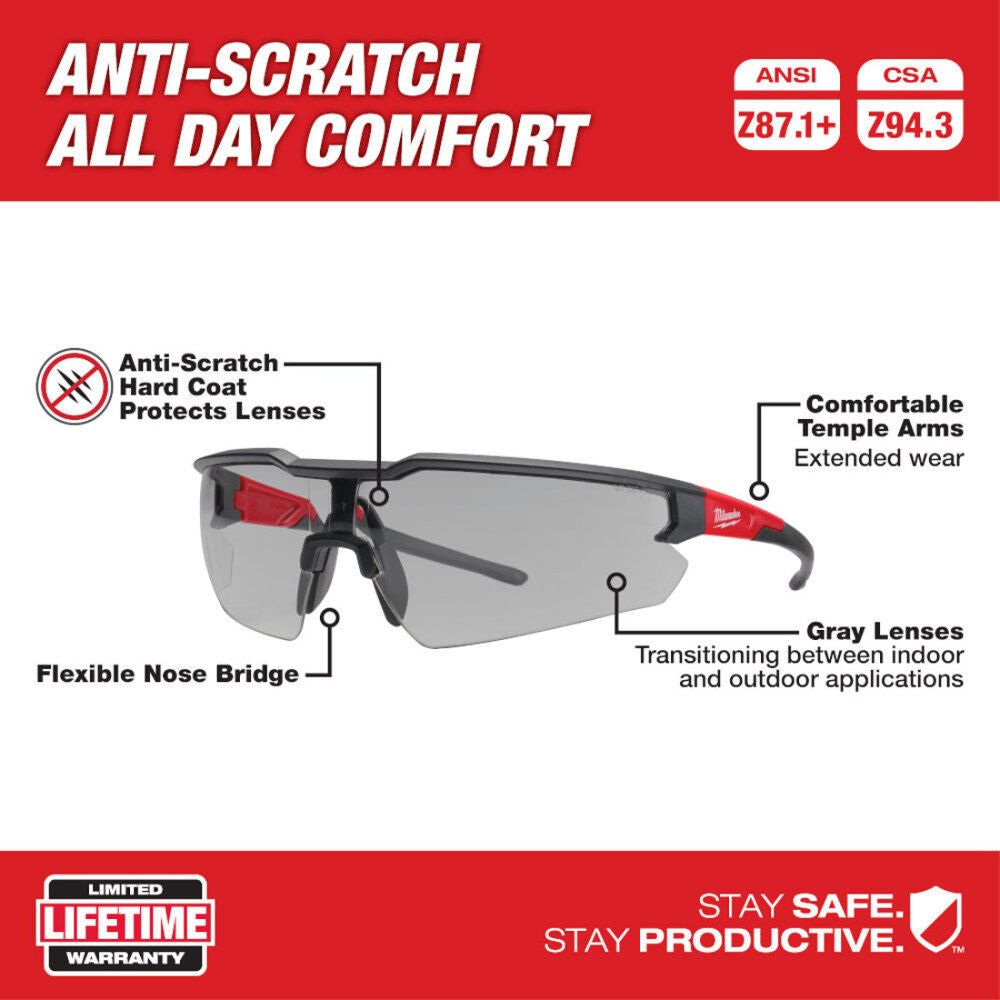 Safety Glasses - Gray Anti-Scratch Lenses (Polybag) 48-73-2106