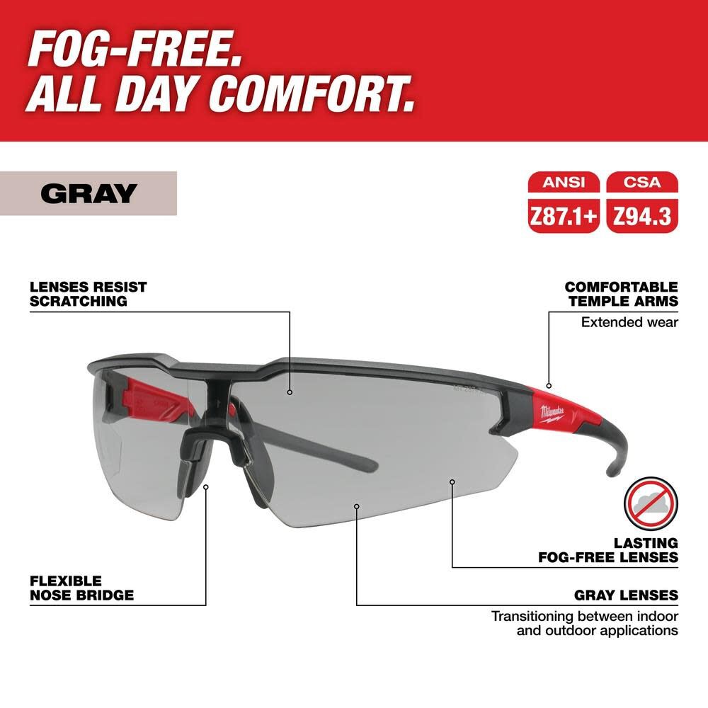 Safety Glasses - Gray Fog-Free Lenses 48-73-2107