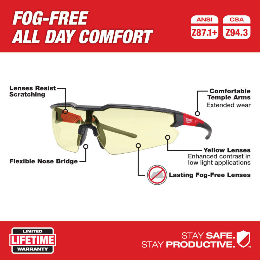 Safety Glasses - Yellow Fog-Free Lenses 48-73-2102