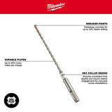 SDS-Plus 2-Cutter 3/16 in. x 7 in. with 1/4 in. Hex 48-20-7092