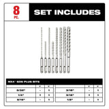 SDS Plus MX4 4 Cutter Drill Bit Kit 8pc 48-20-7663