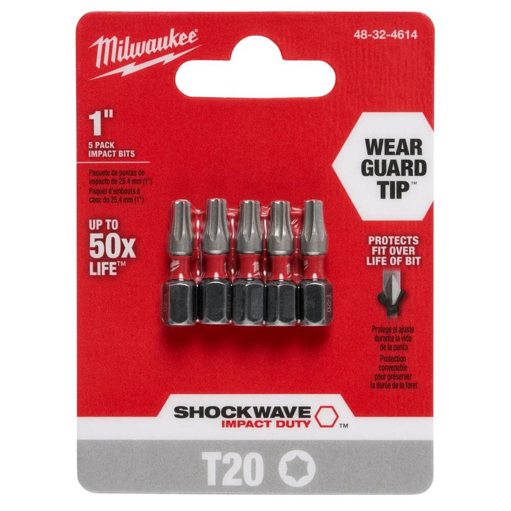 SHOCKWAVE 1 in. T20 Impact Driver Bits 5PK 48-32-4614