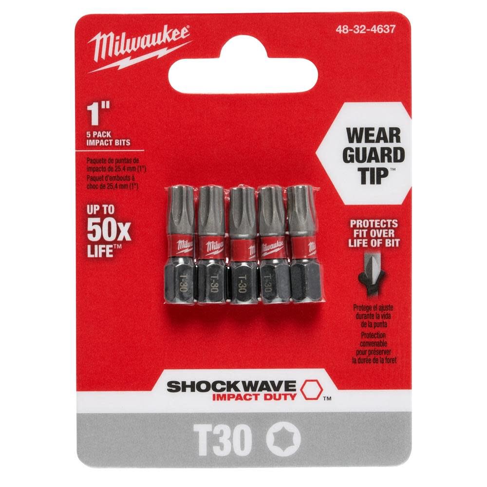 SHOCKWAVE 1 in. T30 Impact Driver Bits 5PK 48-32-4637