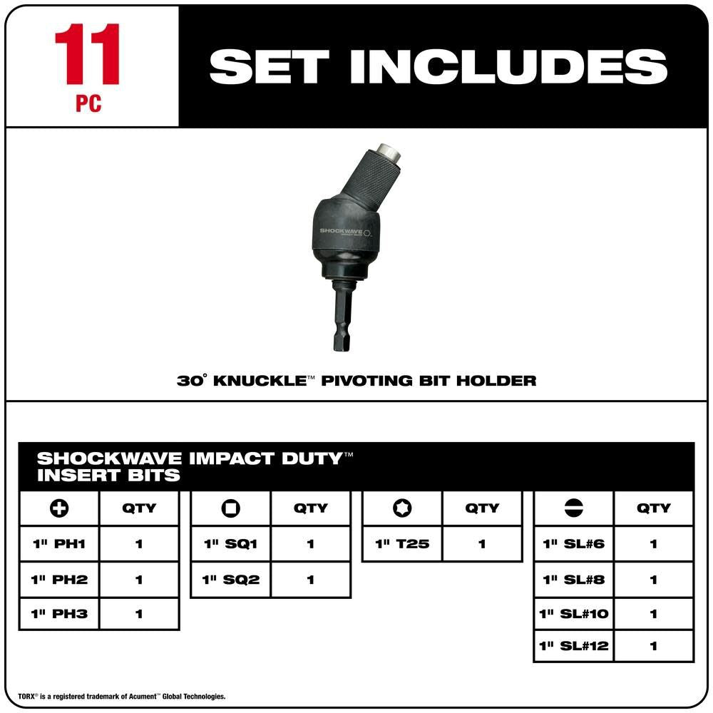 SHOCKWAVE 11-Piece 30 Knuckle Bit Holder 48-32-2301