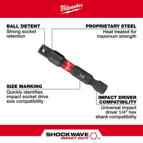 SHOCKWAVE 1/4 in. Hex Shank to 1/4 in. Socket Adapter 48-32-5030