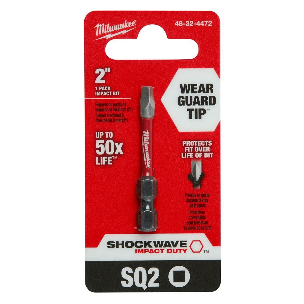 SHOCKWAVE 2 in. Impact Square Recess #2 Power Bit 48-32-4472