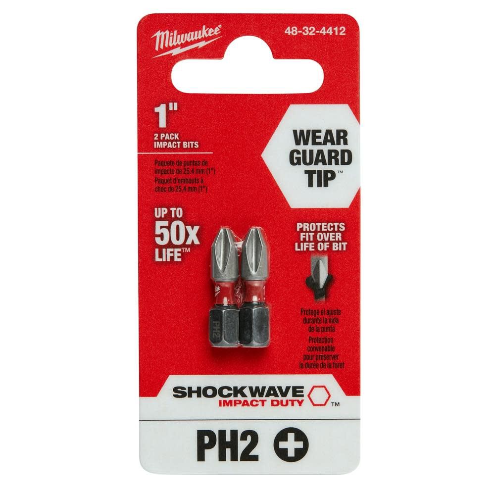 SHOCKWAVE 2-Piece Impact Phillips #2 Insert Bits 48-32-4412