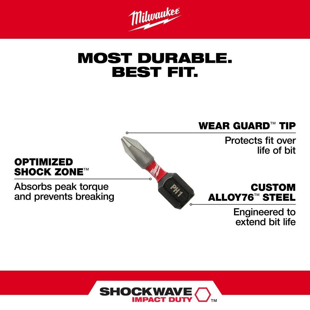 SHOCKWAVE 2-Piece Impact Phillips #2 Insert Bits 48-32-4444