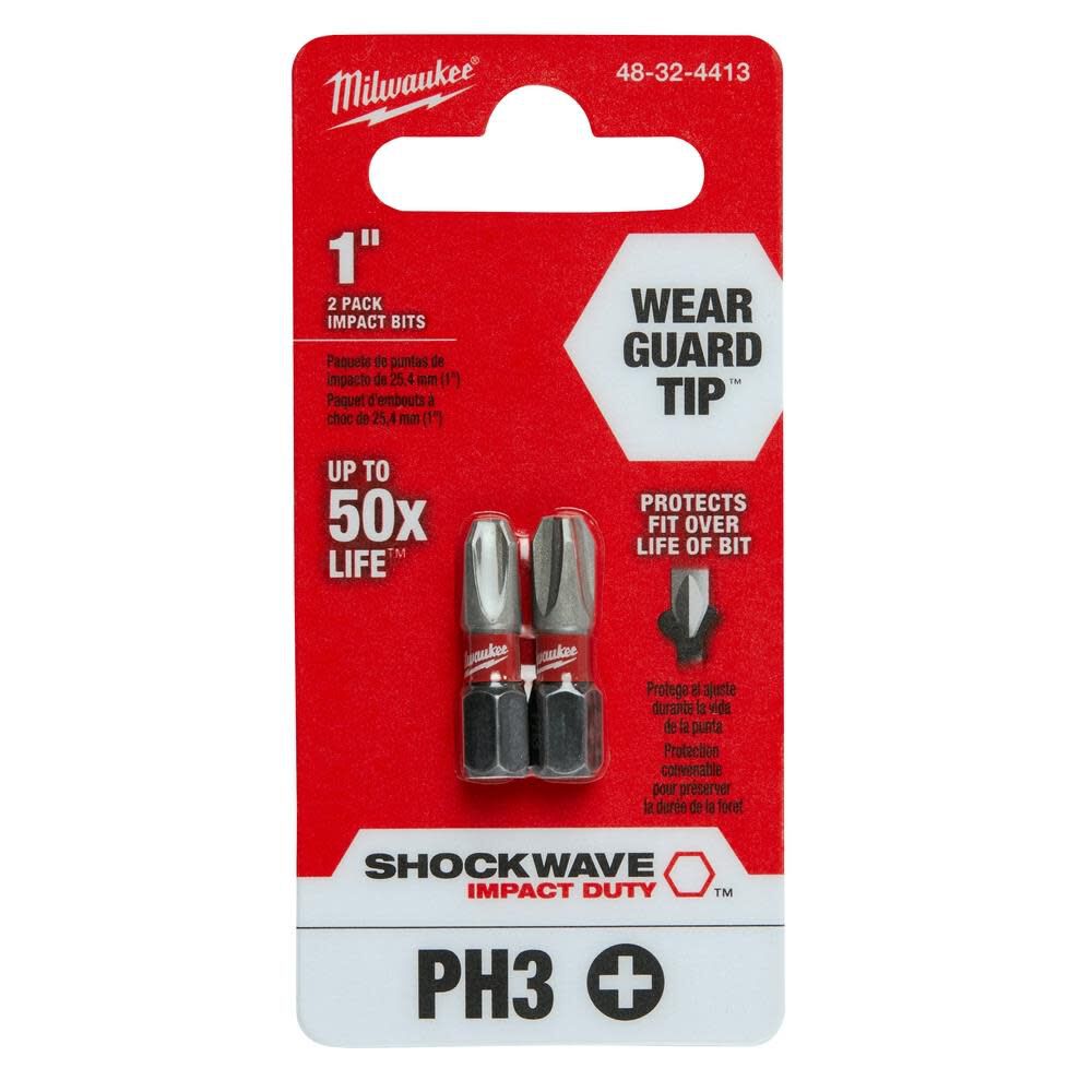 SHOCKWAVE 2-Piece Impact Phillips #3 Insert Bits 48-32-4413