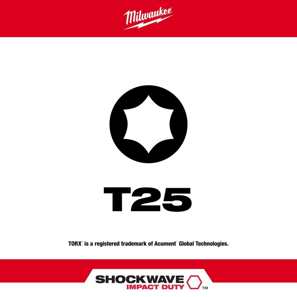 SHOCKWAVE 2-Piece Impact Torx T25 Insert Bits (2 Pack) 48-32-4436