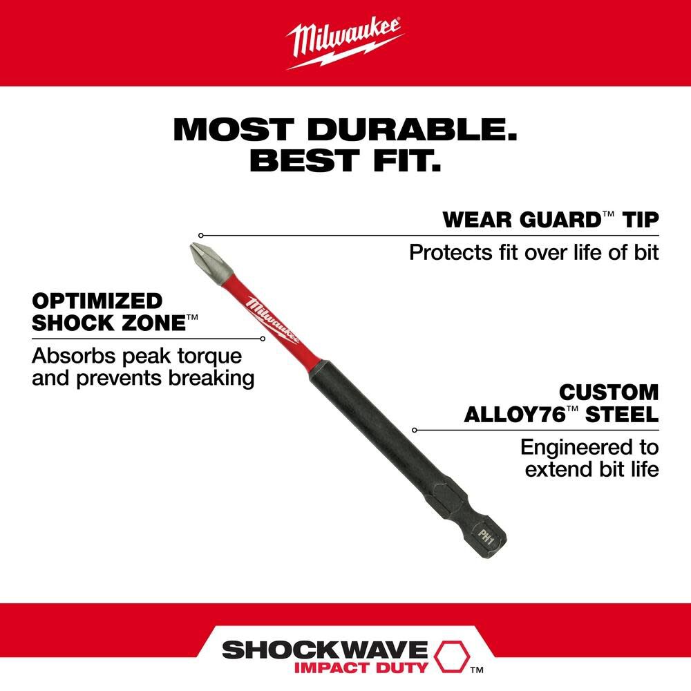 SHOCKWAVE 3-1/2 in. Impact Phillips #2 Power Bit 48-32-4562