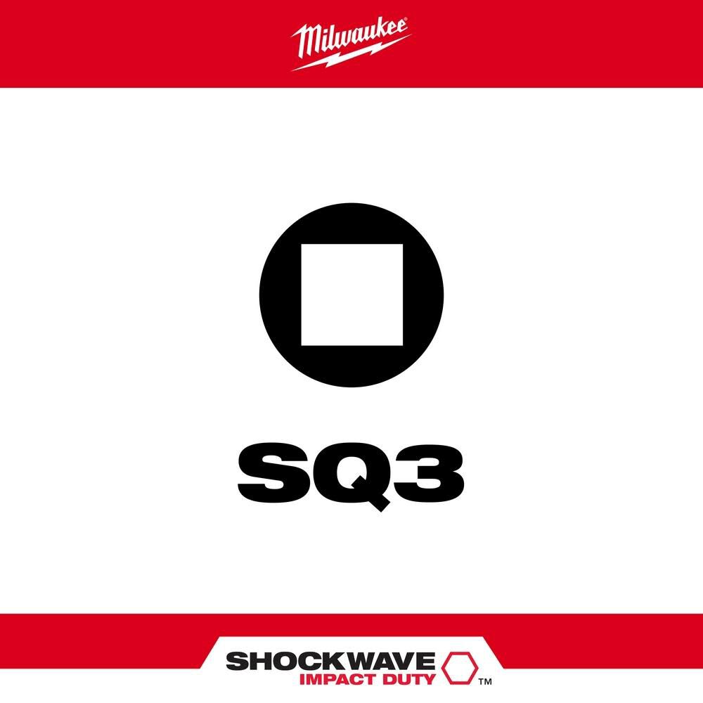 SHOCKWAVE 3-1/2 in Impact Square Recess #3 Power Bits 25 Pack 48-32-4196