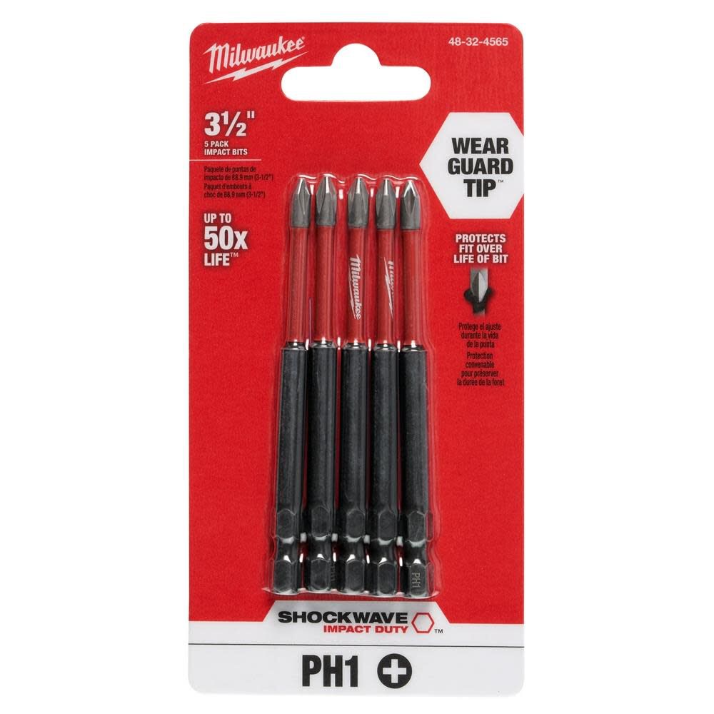 SHOCKWAVE 3.5 in. PH1 Impact Driver Bits 5PK 48-32-4565