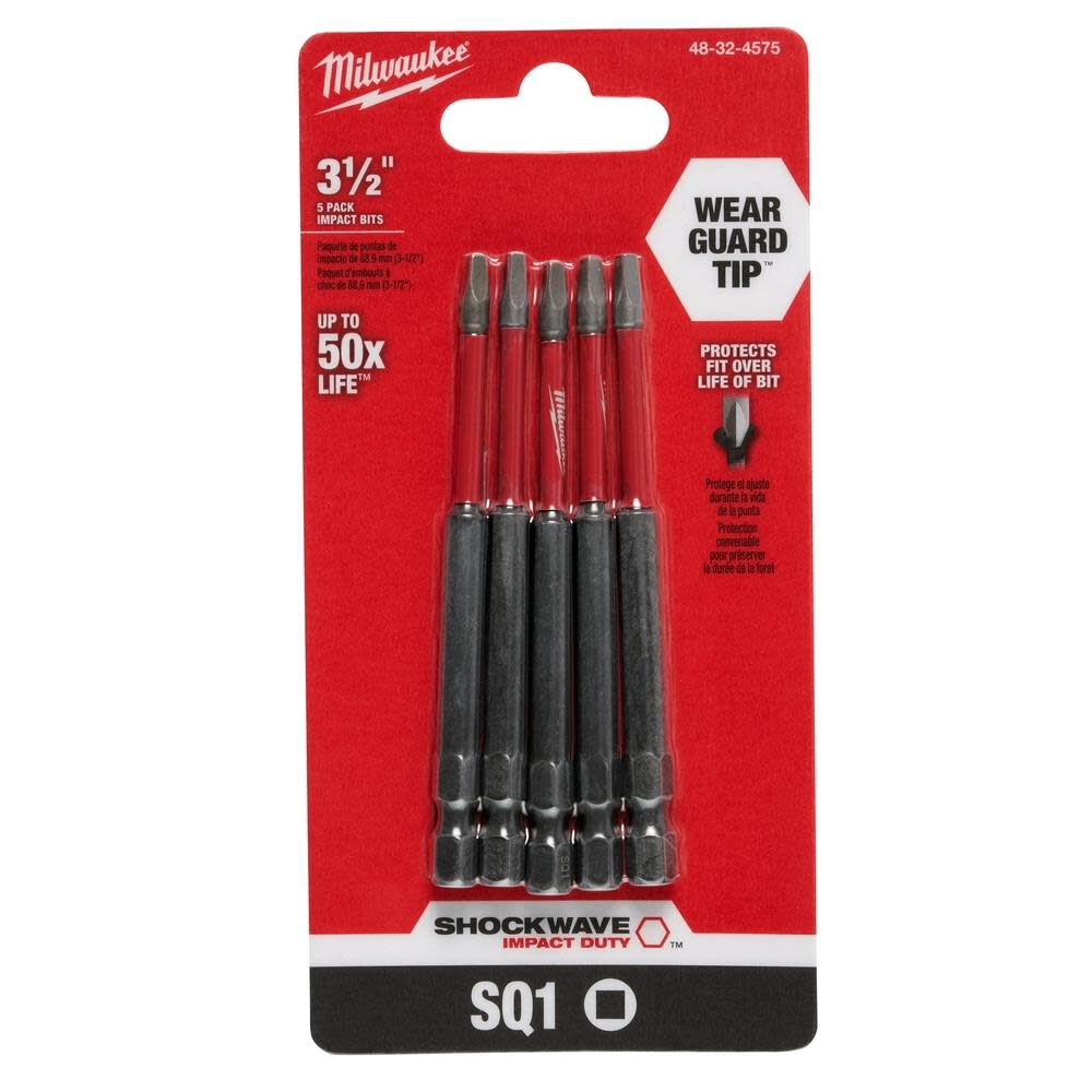 SHOCKWAVE 3.5 in. SQ1 Impact Driver Bits 5PK 48-32-4575