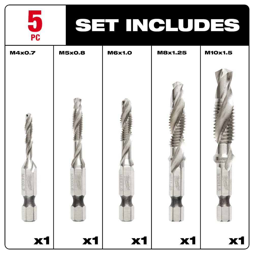 SHOCKWAVE 5 Pc. Metric Impact Drill Tap Set 48-89-4875