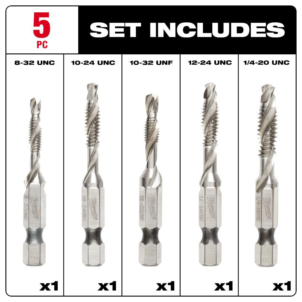 SHOCKWAVE 5 Pc. SAE Impact Drill Tap Set 48-89-4874