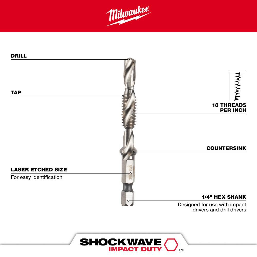 SHOCKWAVE 5/16-18 Impact Drill Tap 48-89-4871